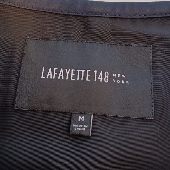 Lafayette 148 New York Old Money Navy Blue Sz M Textured Tweed Office Jacket - Picture 12 of 14